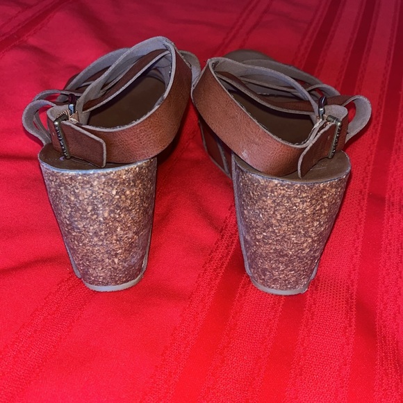 Brown Strappy Platform Wedges - Picture 3 of 12